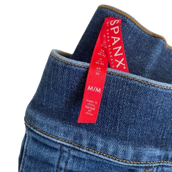 SPANX / DISTRESSED ANKLE SKINNY JEANS / SZ M / MEDIUM WASH / #20203R - Picture 6 of 10